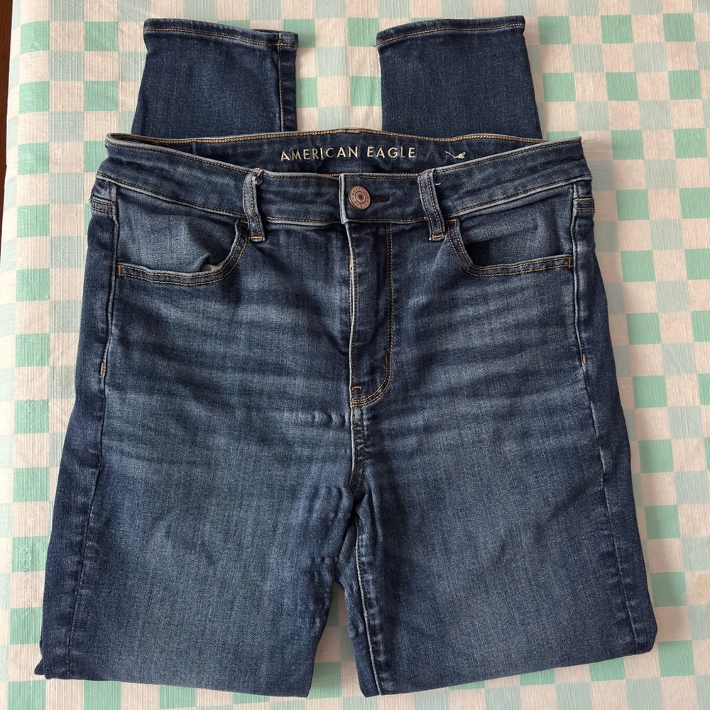 American Eagle Dark Wash High Rise Jeggings Skinny Jeans Size 12